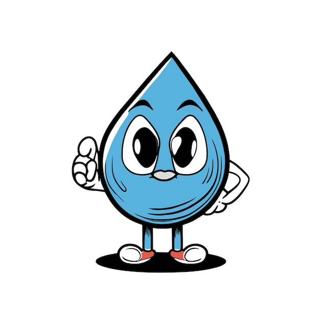 Vector gota de agua dibujada a mano plana elegante mascota personaje de dibujos animados dibujo pegatina icono concepto aislado