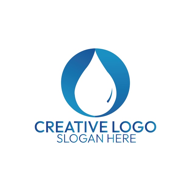 Gota de agua Diseño de logotipo plantilla vectorial Estilo lineal Líneas de gota azul icono de logotipo aqua