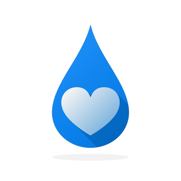 Gota de agua con forma de corazón. Ilustración vectorial. Icono de gota de agua aislado