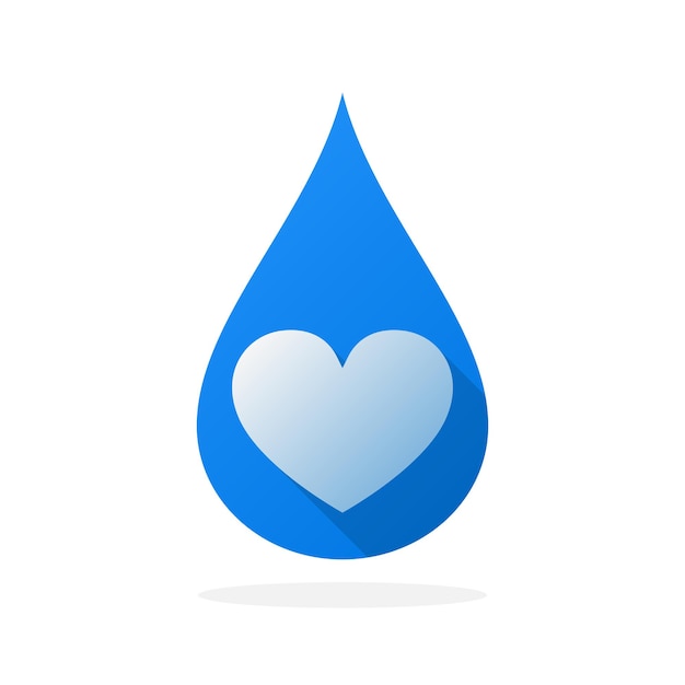 Gota de agua con forma de corazón. ilustración vectorial. icono de gota de agua aislado