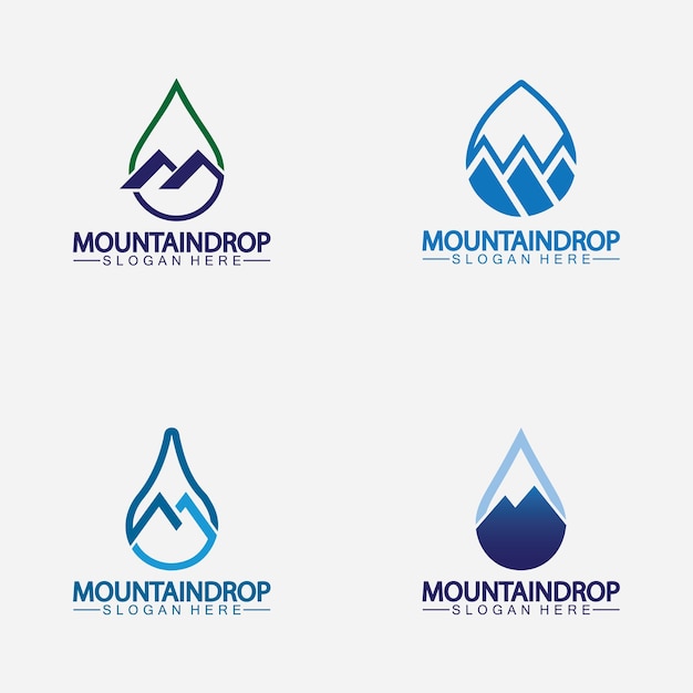 Gota de agua con icono de río de montaña Ilustración de vector de logotipo para ilustración de stock de negocio de agua