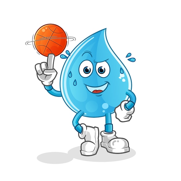 Gota de agua jugando baloncesto mascota