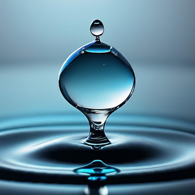 una gota de agua que está a punto de caer sobre una mesa