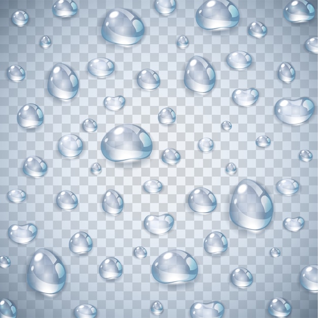 Vector gota de agua realista sobre fondo transparente