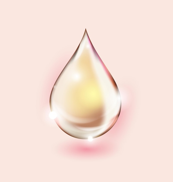 Una gota de agua de rosas, perfume, loción. gota caída transparente rosava. plantilla de vector.