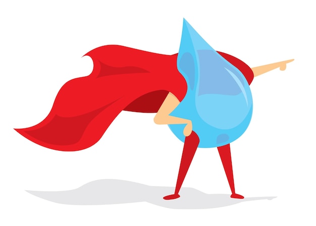 Gota de agua superhéroe con capa