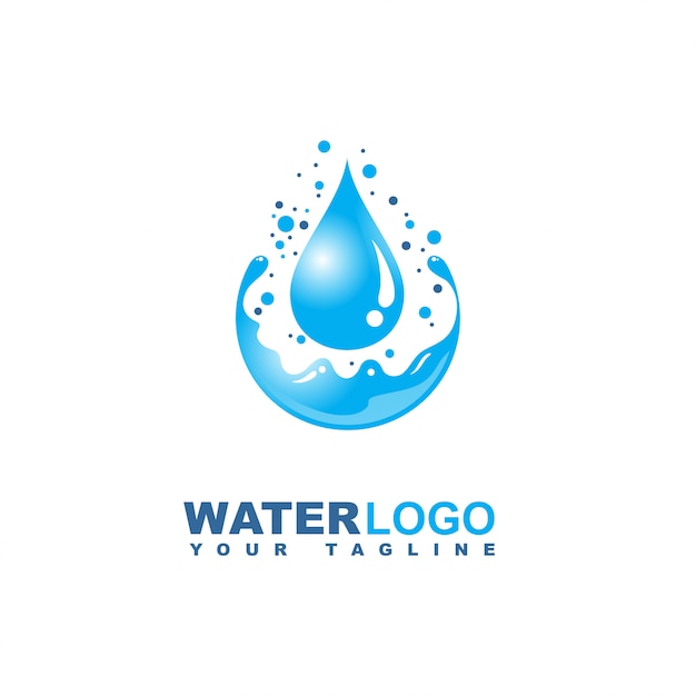 Gota de agua vector logo con hoja y mano