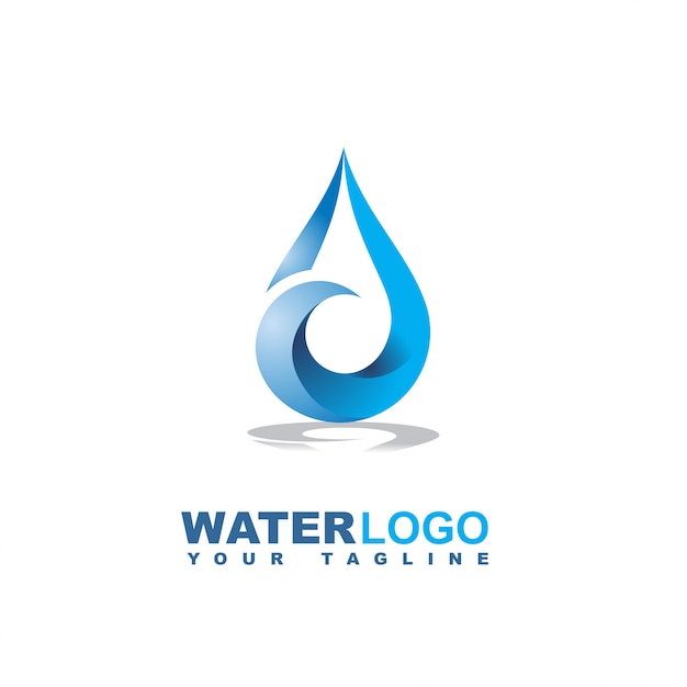 Gota de agua vector logo con hoja y mano