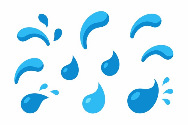 una gota azul de agua con gotas de agua