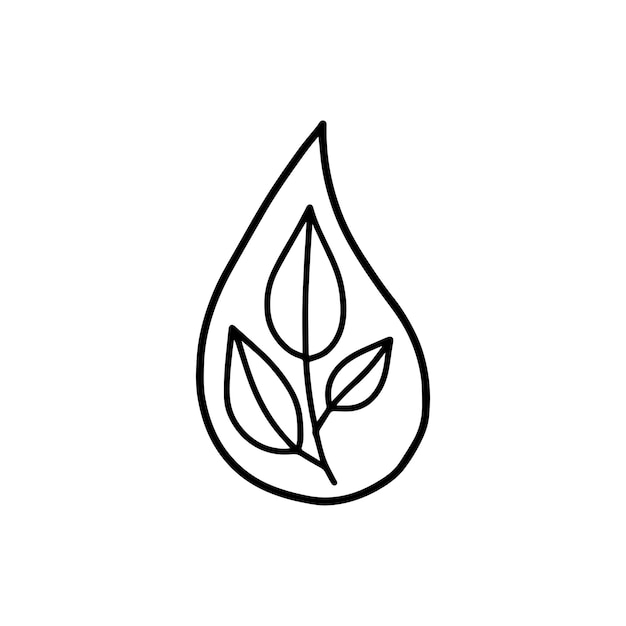 La gota con el icono de las hojas de la planta