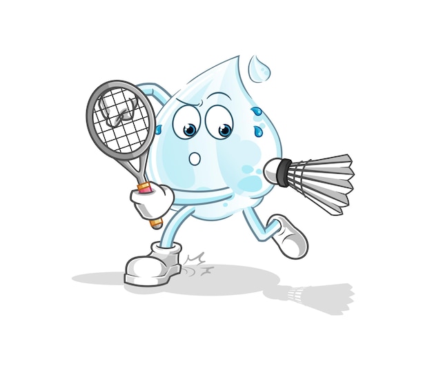 Gota de leche jugando ilustración de bádminton. vector de caracteres