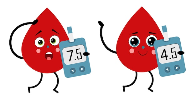 Una gota de sangre con glucomero medicamento para la enfermedad de la diabetes mellitus