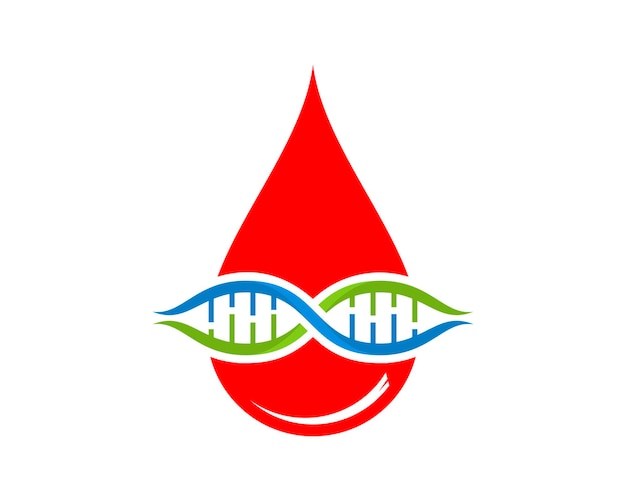 Vector gota de sangre con logo de hélice de adn