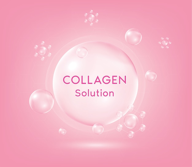 Gota de suero de colágeno rosa con cosmético. Gota nutritiva reafirmante para la piel. Crema hidratante limpiadora joven piel irritada sensible.