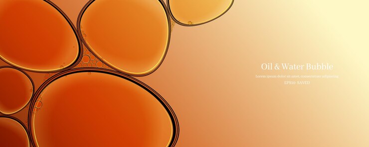 Vector gotas de aceite sobre un fondo abstracto de la superficie del agua.