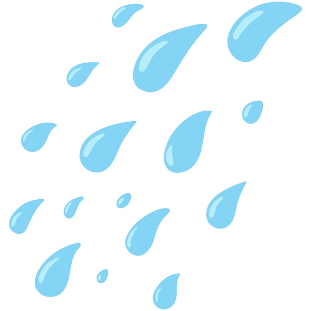 Gotas de agua azules aisladas sobre un fondo blanco