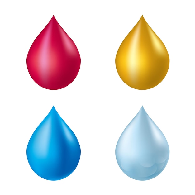Gotas de agua dibujadas por vectores. aislado sobre fondo blanco