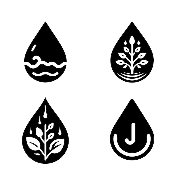 Gotas de agua con diferentes elementos de la naturaleza
