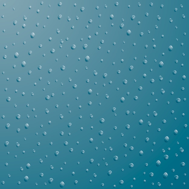 Vector gotas de agua. gotas de lluvia o ducha sobre fondo azul. ilustración