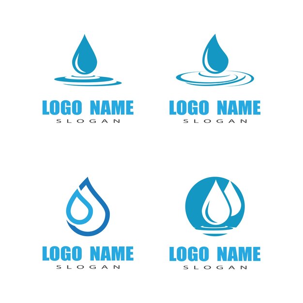 Gotas de agua con hojas para un vector de diseño de logotipo ecológico saludable y fresco natural Libre Vector y Libre