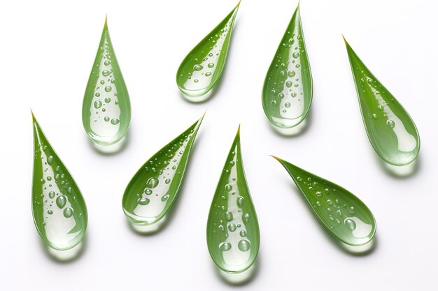 Vector las gotas de agua en las hojas verdes frescas del aloe