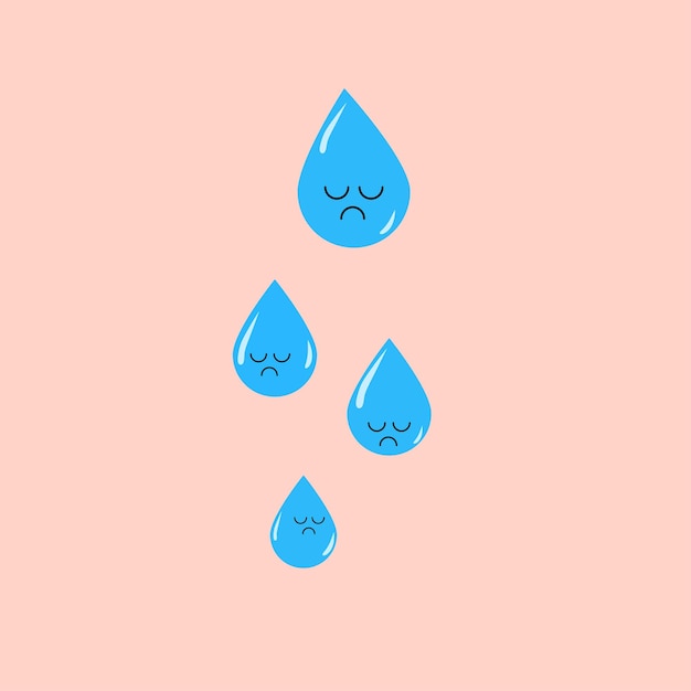 Vector gotas de agua llorando