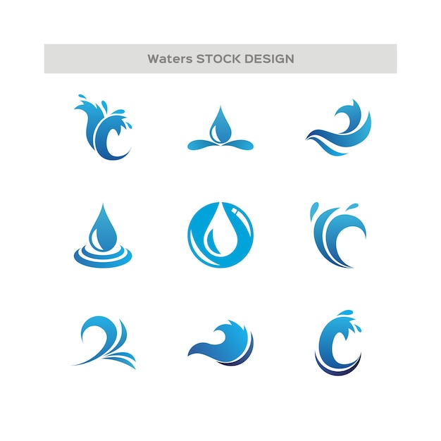 Gotas de agua y logotipo de wave