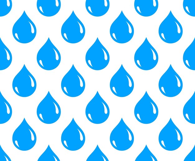 Gotas de agua papel tapiz vectorial sin costuras, fondo de patrón sin fin de gotas de lluvia, imagen del tema del clima.