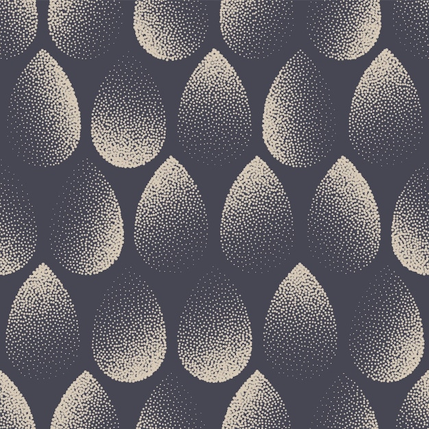Gotas de agua punteado de moda de patrones sin fisuras Vector elegante fondo abstracto. Papel tapiz repetitivo punteado de textura de moda enlosables decorativos dibujados a mano. Ilustración de arte de colores retro de semitono