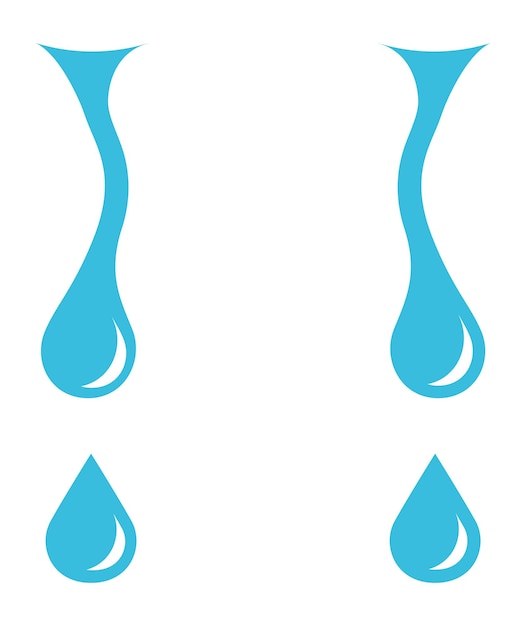 Gotas de agua que gotean. Gotas de lluvia, flujo de líquido o lágrimas de dibujos animados.
