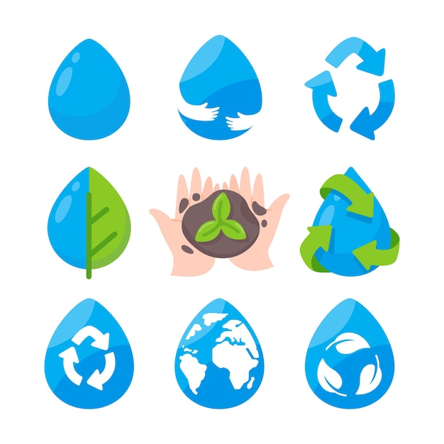 Gotas de agua que reutilizan el agua Reducir el uso del agua en el Día Mundial del Agua