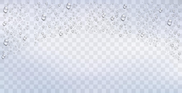 Gotas de agua realistas en el fondo transparente vector