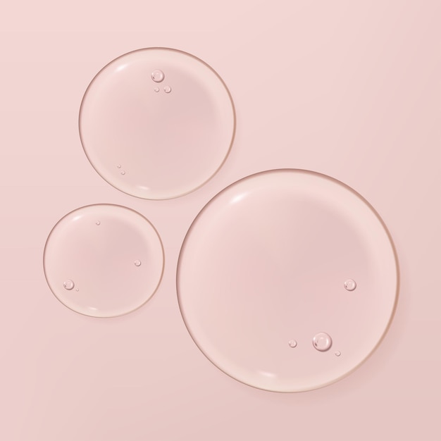 Gotas de agua realistas vectoriales o elemento de gel transparente de belleza y cosmética ilustración 3d en rosa r