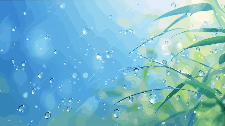 gotas de agua sobre un fondo azul
