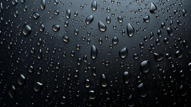 Vector gotas de agua en una ventana de un coche con un fondo oscuro