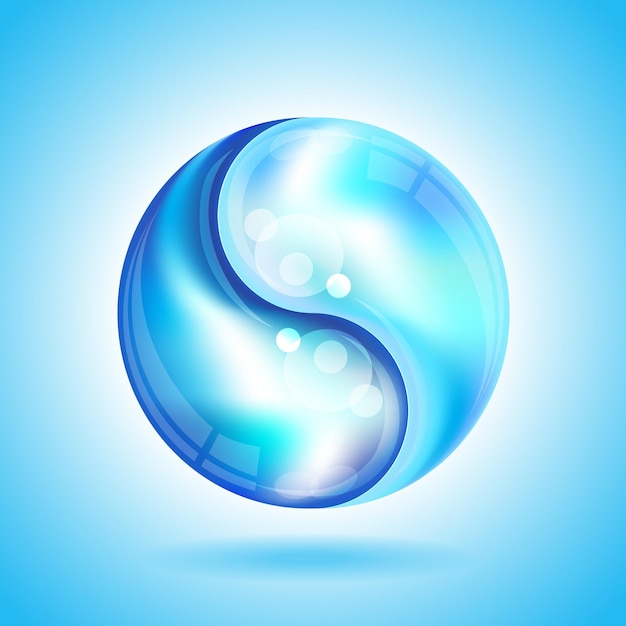 Gotas de agua Yin Yang en formato vectorial EPS10 azul