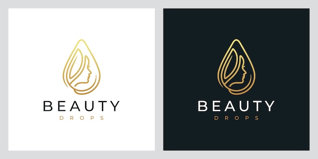 Gotas de belleza, spa natural, cosmética, inspiración para el diseño de logotipos