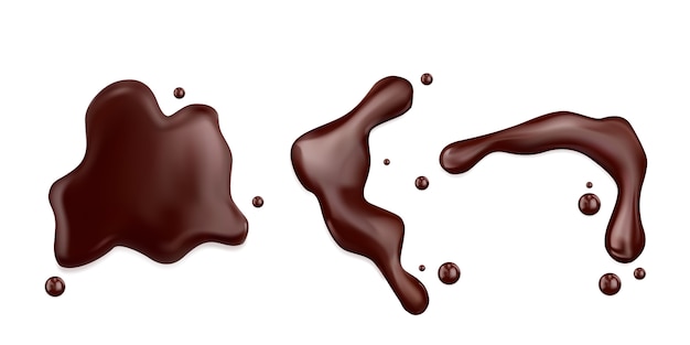 Vector gotas de chocolate aisladas sobre fondo blanco. realista