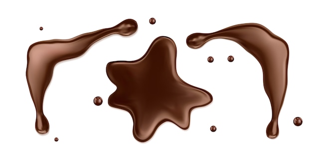 Vector gotas de chocolate aisladas. vector realista