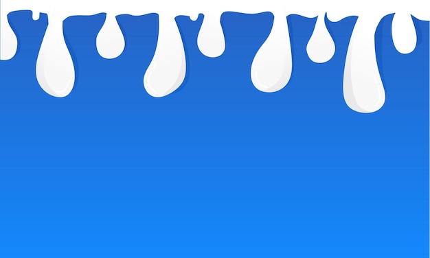Gotas de leche sobre un fondo azul Ilustración vectorial con espacio para texto