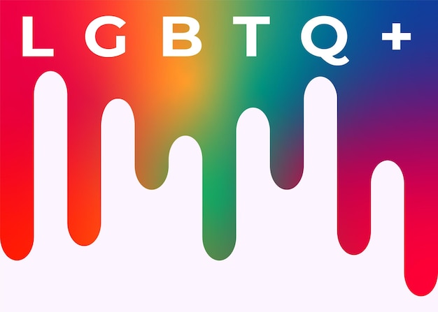 Gotas de líquido de fondo vectorial de goteo de pintura de arco iris con texto LGBTQ Banner de orgullo LGBT
