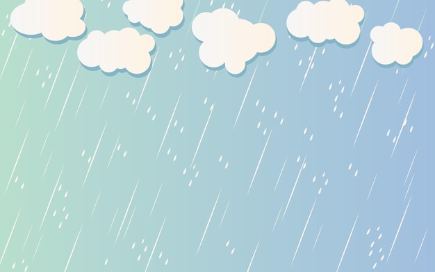 Vector gotas de lluvia aisladas en fondo azul diseño vectorial de nubes de lluvia y lluvia de la temporada de lluvias