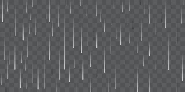 Vector gotas de lluvia sobre fondo transparente