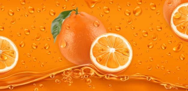 Gotas de naranja. Fondo de fruta fresca.