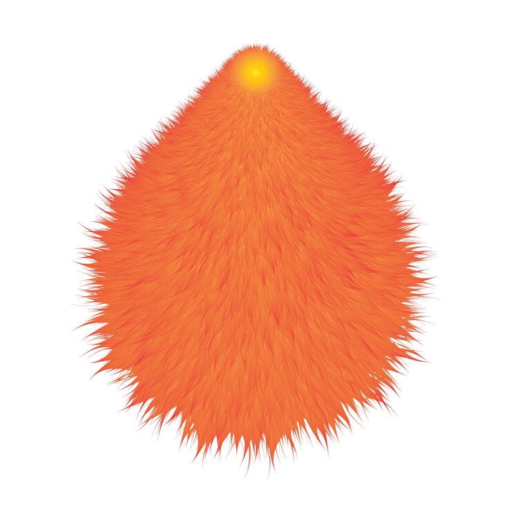 Vector gotas peludas coloridas y bolas de pelusa suave elementos de juego divertidos vector pompoms peludos vibrantes y blobs de pelusa