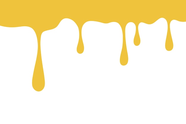 Gotas de queso de color amarillo derretido aisladas en un vector de diseño plano de fondo blanco