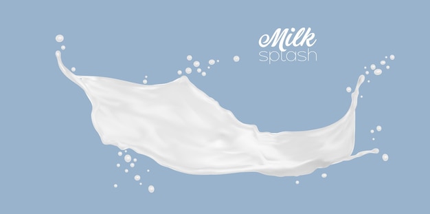 Gotas de salpicadura de leche de yogur realista o ola de crema