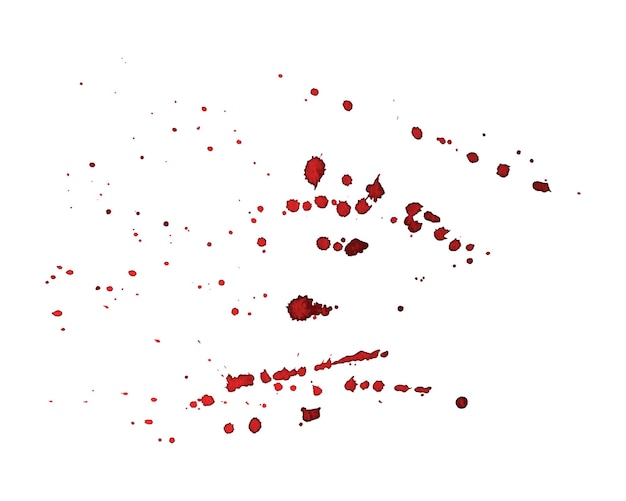 Gotas de salpicaduras de acuarela de pintura de sangre de vino color burdeos rojo aislado fondo blanco