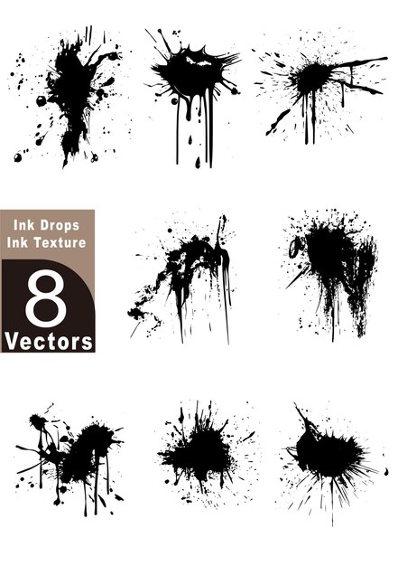 Gotas y salpicaduras de tinta Manchas de mancha de pintura líquida Gotas de salpicadura y salpiciduras de tinta Sucia artística