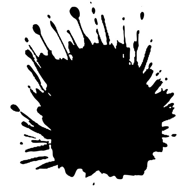 Gotas de tinta negra vectorial y salpicaduras de pintura Elementos de diseño dibujados a mano aislados sobre fondo blanco